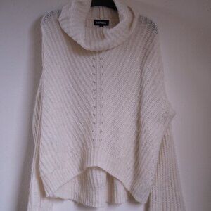 White Express Knit Sweater | Mock neck | Size M
